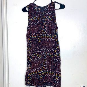 Black Sleeveless Dress with Floral Pattern